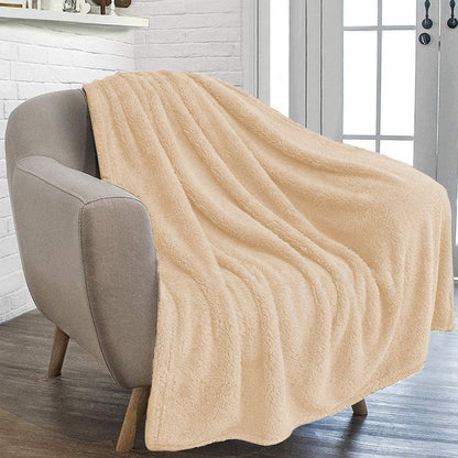 furrybaby Dog Blanket Soft Dog Blankets for Large Dogs Puppy Essentials Washable Fluffy Sherpa Fleece Cat Blanket 32x40 Inches for Bed Furniture Couch Sofa (Double-Layer Medium, Beige)