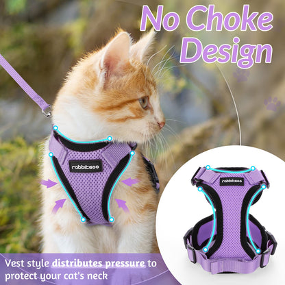 rabbitgoo Cat Harness and Leash for Walking, Escape Proof Soft Adjustable Vest Harnesses for Cats, Easy Control Breathable Reflective Strips Jacket, Navy Blue, XS