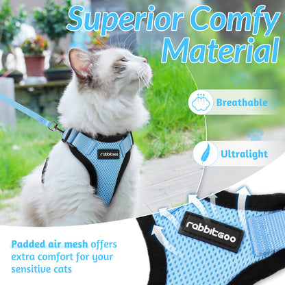 rabbitgoo Cat Harness and Leash for Walking, Escape Proof Soft Adjustable Vest Harnesses for Cats, Easy Control Breathable Reflective Strips Jacket, Navy Blue, XS