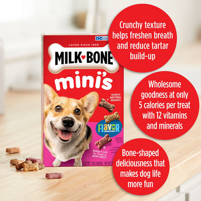 Milk-Bone Mini's Flavor Snacks Dog Treats, 36 Ounce Crunchy Texture Helps Reduce Tartar