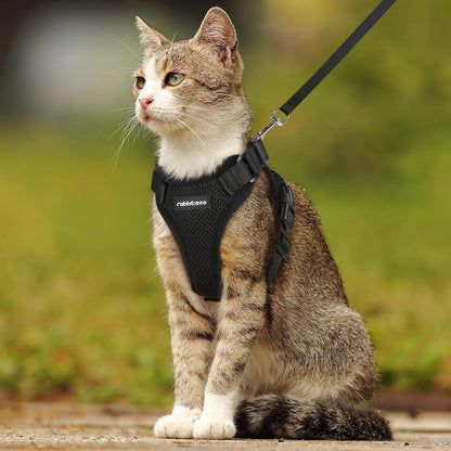 rabbitgoo Cat Harness and Leash for Walking, Escape Proof Soft Adjustable Vest Harnesses for Cats, Easy Control Breathable Reflective Strips Jacket, Navy Blue, XS