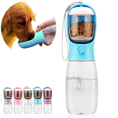 Dog Water Bottle,Portable Pet Water Bottle with Food Container,Outdoor Portable Water Dispenser for Cat,Puppy,Pets for Walking,Hiking,Travel,Puppy Essentials,Dog Stuff(10oz)