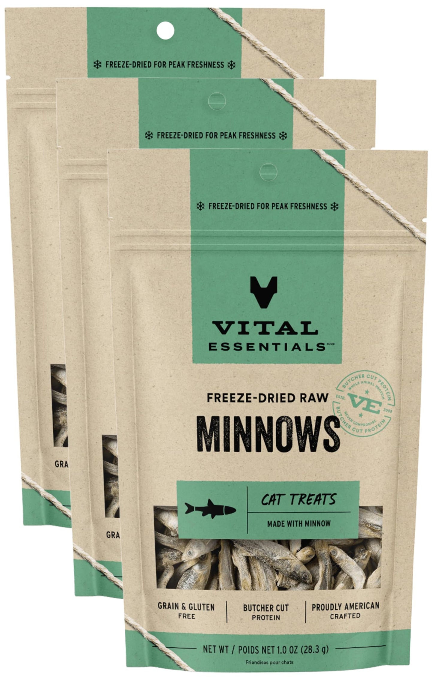 Vital Essentials Freeze Dried Raw Cat Treats, Minnows Treats, 0.5 oz