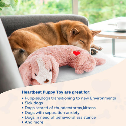 Heartbeat Toy Puppy Heartbeat Stuffed Toy for Dog Calming Aid, Heartbeat Puppy Toy for Pets Anxiety Relief, Dog Comfort Toy for Behavioral Aid Crate Training, Puppy Essential