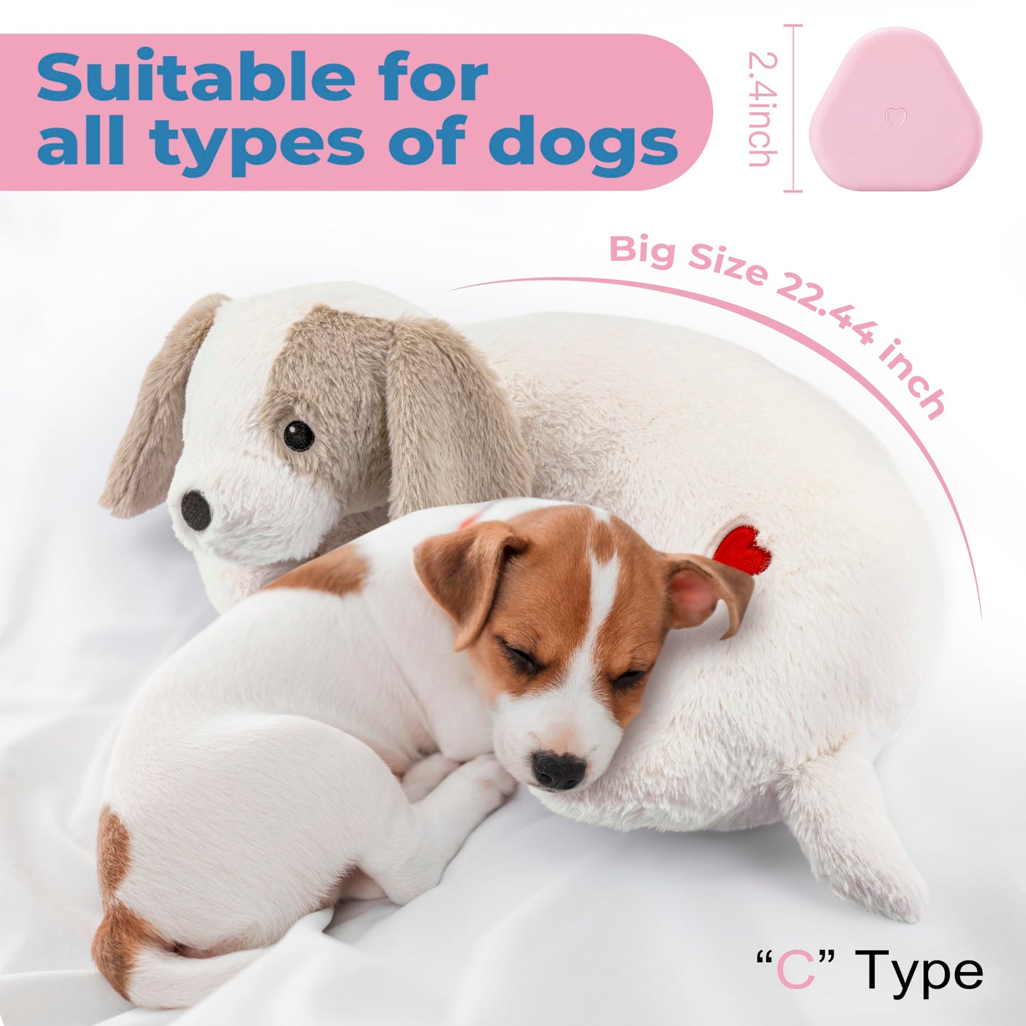 Heartbeat Toy Puppy Heartbeat Stuffed Toy for Dog Calming Aid, Heartbeat Puppy Toy for Pets Anxiety Relief, Dog Comfort Toy for Behavioral Aid Crate Training, Puppy Essential