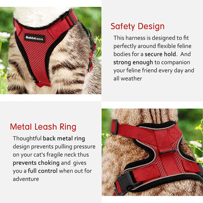 rabbitgoo Cat Harness and Leash for Walking, Escape Proof Soft Adjustable Vest Harnesses for Cats, Easy Control Breathable Reflective Strips Jacket, Navy Blue, XS