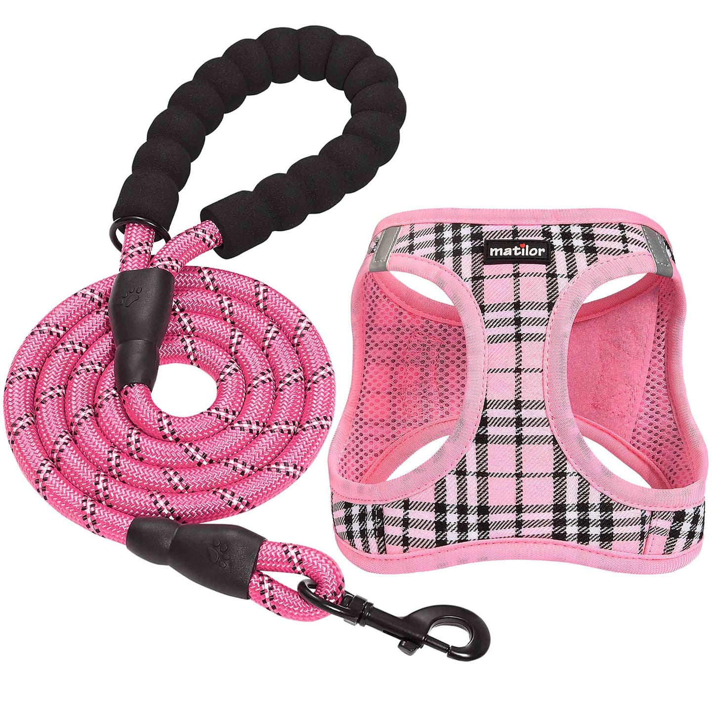 Dog Harness Step-in Breathable Puppy Cat Dog Vest Harnesses for Small Medium Dogs Blue Plaid