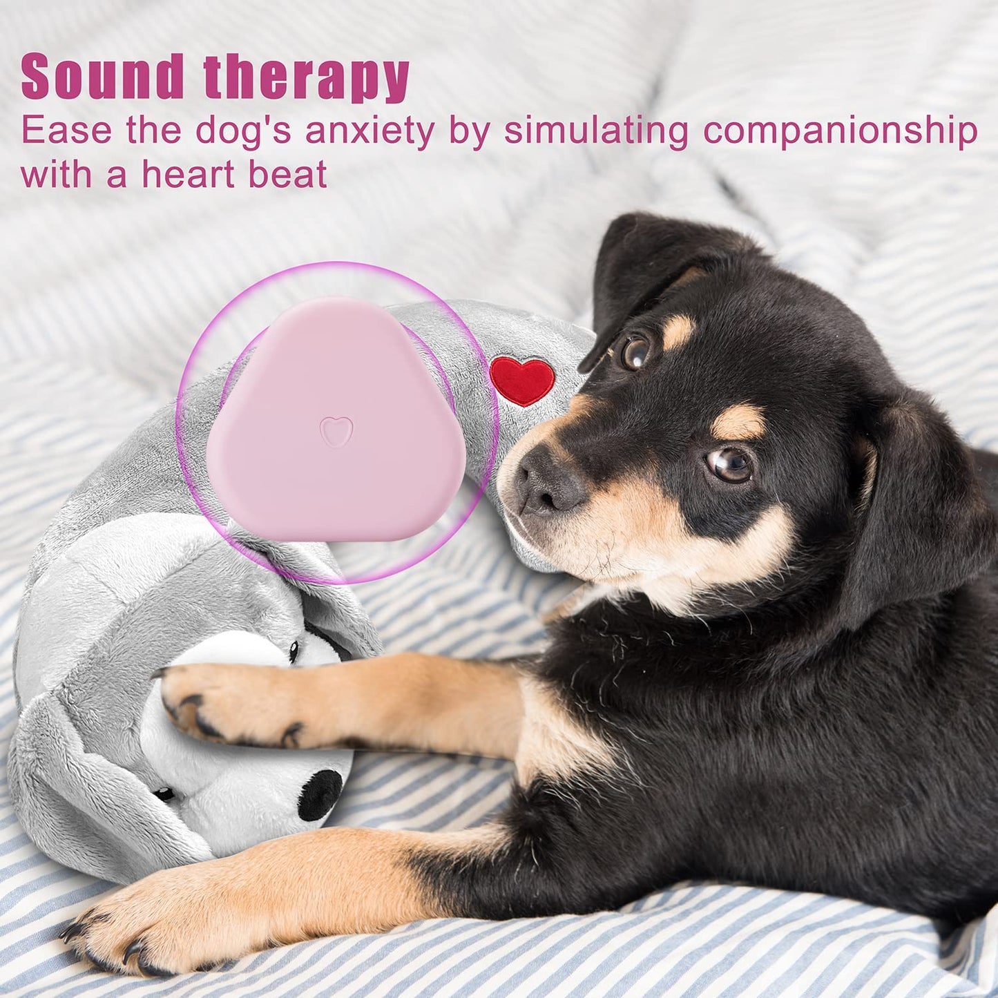 Heartbeat Toy Puppy Heartbeat Stuffed Toy for Dog Calming Aid, Heartbeat Puppy Toy for Pets Anxiety Relief, Dog Comfort Toy for Behavioral Aid Crate Training, Puppy Essential