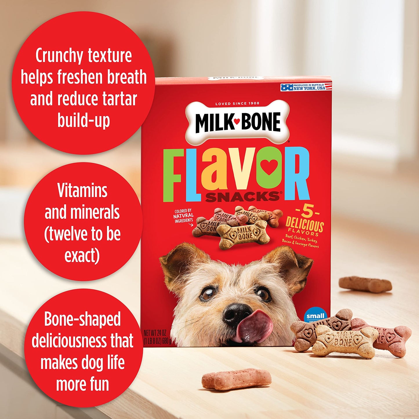 Milk-Bone Mini's Flavor Snacks Dog Treats, 36 Ounce Crunchy Texture Helps Reduce Tartar