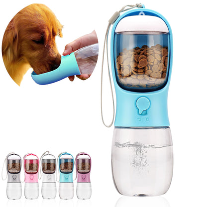 Dog Water Bottle,Portable Pet Water Bottle with Food Container,Outdoor Portable Water Dispenser for Cat,Puppy,Pets for Walking,Hiking,Travel,Puppy Essentials,Dog Stuff(10oz)